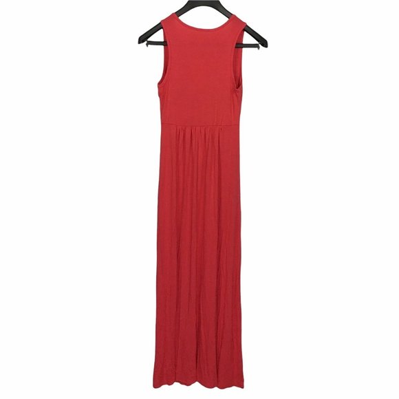 Loveappella V-Neck Jersey Long Maxi Dress Empire Waist V-neck Pink Womens Small - Picture 5 of 7